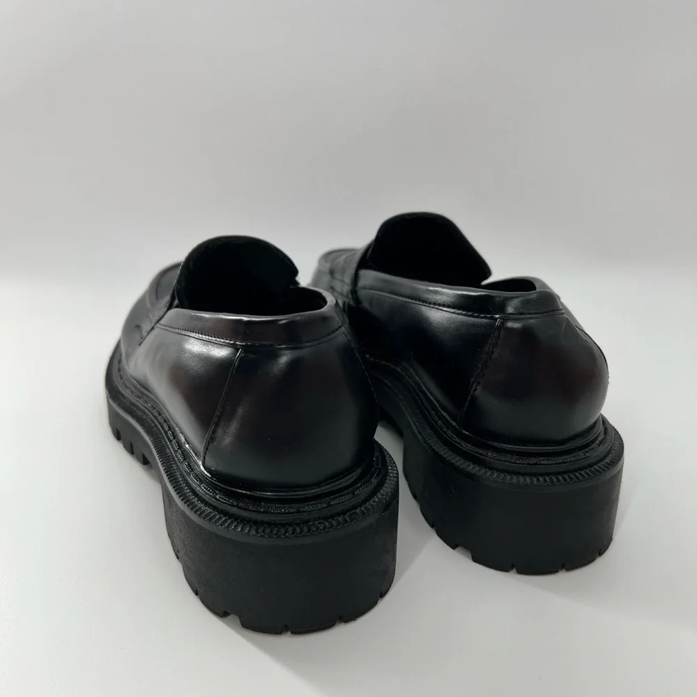 H&M Chunky Platform Black Vegan Leather Slip On Loafers
